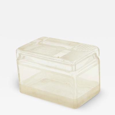 French Art Deco Frosted Geometric Design Lidded Glass Box