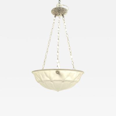 French Art Deco Frosted Glass Bowl Pendant Chandelier