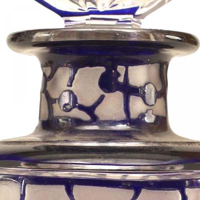 French Art Deco Frosted Glass Floral Perfume Bottle