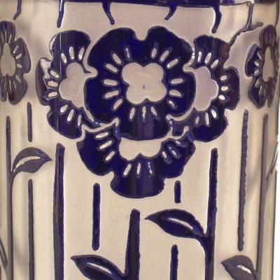 French Art Deco Frosted Glass Floral Perfume Bottle