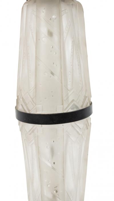 French Art Deco Frosted Glass Table Lamp