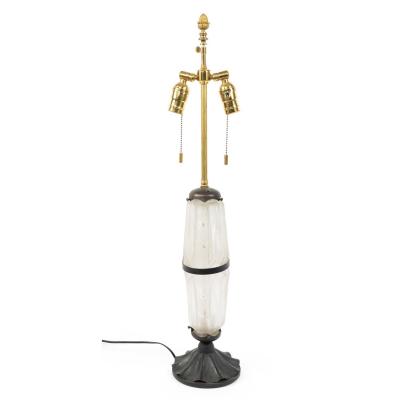 French Art Deco Frosted Glass Table Lamp