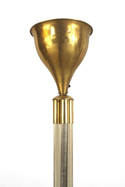 French Art Deco Gilt Brass and Lucite Floor Lamp