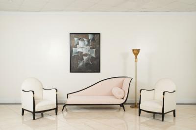 French Art Deco Gilt Brass and Lucite Floor Lamp