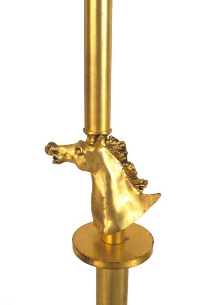 French Art Deco Gilt Bronze Horse Head Floor Lamp