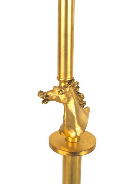 French Art Deco Gilt Bronze Horse Head Floor Lamp