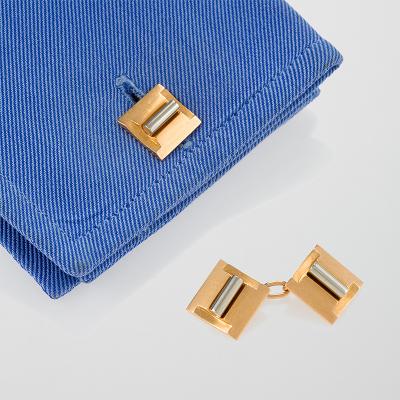 French Art Deco Gold and Platinum Cuff Links