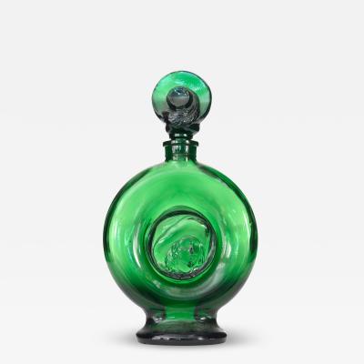 French Art Deco Green Glass Perfume Bottle