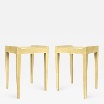 French Art Deco Green Shagreen End Tables
