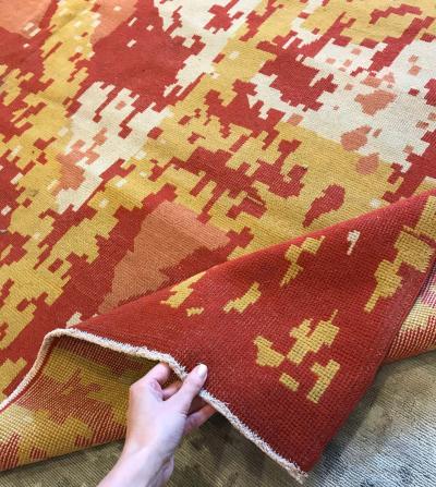 French Art Deco Handmade Wool Rug