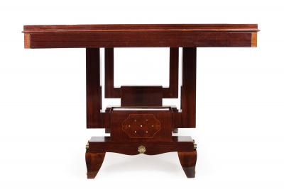 French Art Deco Inlaid Mother of Pearl Rosewood Dining Table circa 1940s