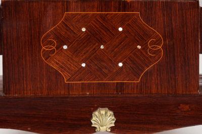 French Art Deco Inlaid Mother of Pearl Rosewood Dining Table circa 1940s