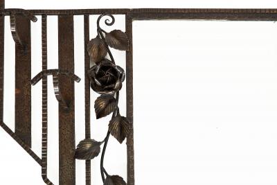 French Art Deco Iron Mirror Coat Rack circa 1930