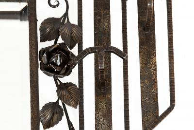 French Art Deco Iron Mirror Coat Rack circa 1930