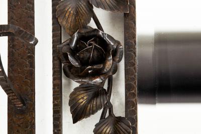 French Art Deco Iron Mirror Coat Rack circa 1930