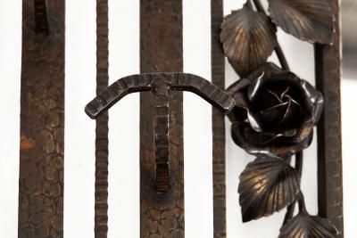 French Art Deco Iron Mirror Coat Rack circa 1930