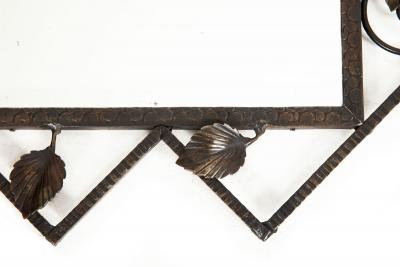 French Art Deco Iron Mirror Coat Rack circa 1930