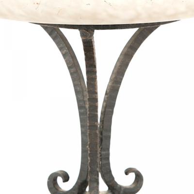 French Art Deco Iron and Glass Compote
