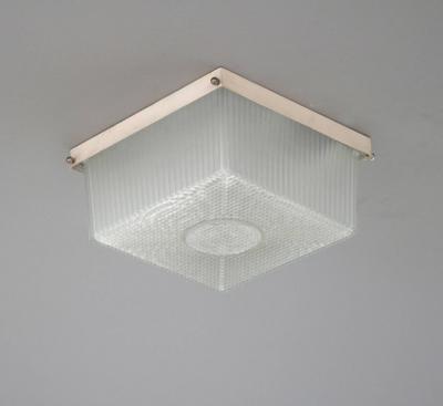 French Art Deco Lacquered Metal and Glass Flush Mount