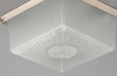 French Art Deco Lacquered Metal and Glass Flush Mount