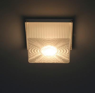 French Art Deco Lacquered Metal and Glass Flush Mount