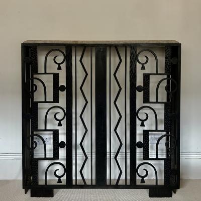 French Art Deco Large Console with Beige Marble Top cica 1925