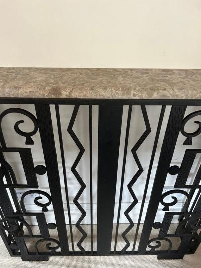 French Art Deco Large Console with Beige Marble Top cica 1925