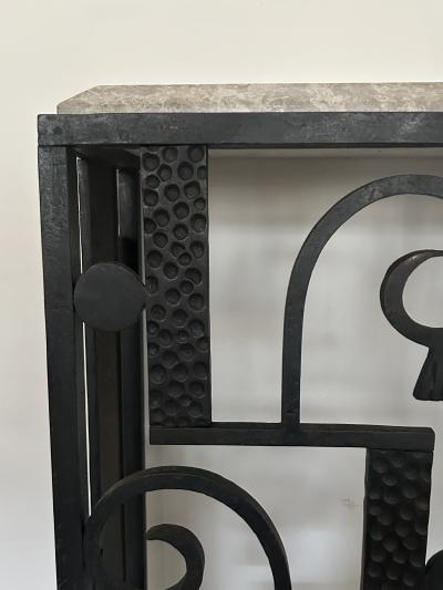 French Art Deco Large Console with Beige Marble Top cica 1925