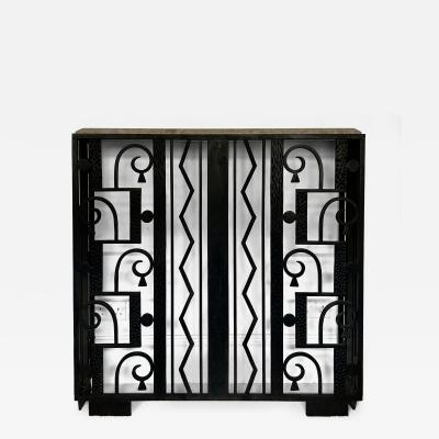 French Art Deco Large Console with Beige Marble Top cica 1925