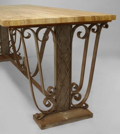 French Art Deco Large Rectangular Iron Scroll Side Center Table