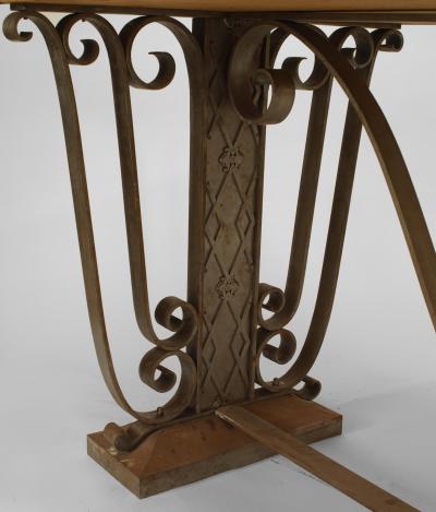 French Art Deco Large Rectangular Iron Scroll Side Center Table