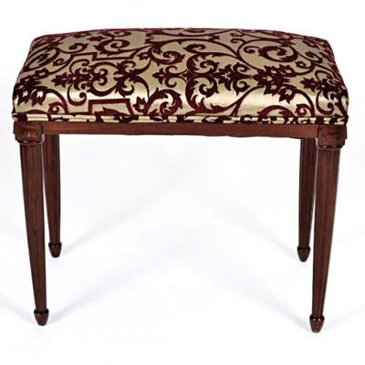 French Art Deco Mahogany Bench Vanity Stool