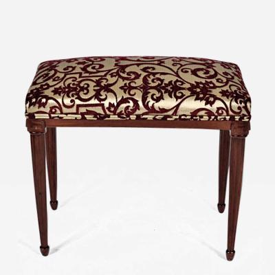 French Art Deco Mahogany Bench Vanity Stool