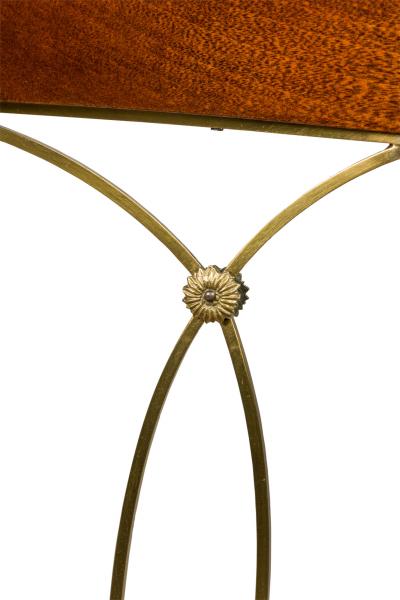 French Art Deco Mahogany Brass Open Back Armchair