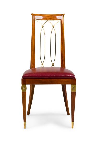 French Art Deco Mahogany Brass Open Back Side Chair