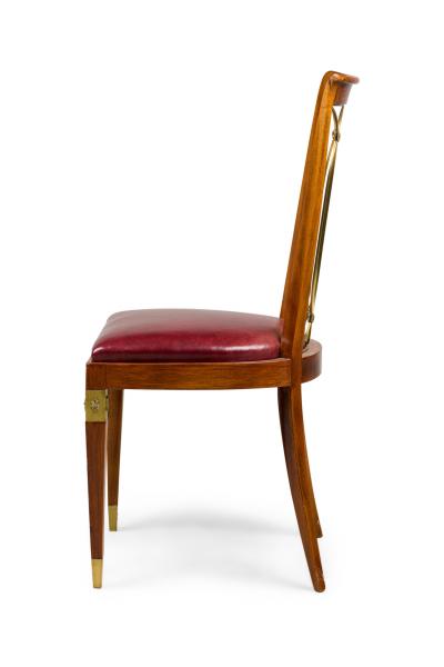 French Art Deco Mahogany Brass Open Back Side Chair