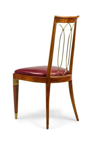 French Art Deco Mahogany Brass Open Back Side Chair