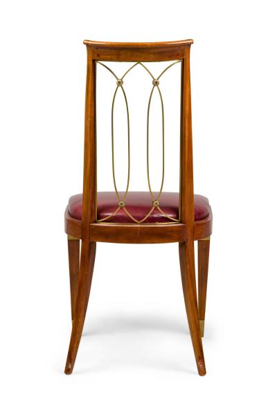 French Art Deco Mahogany Brass Open Back Side Chair