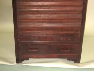 French Art Deco Mahogany Roll Top Cabinet Storage Armoire 1930