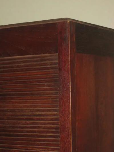 French Art Deco Mahogany Roll Top Cabinet Storage Armoire 1930