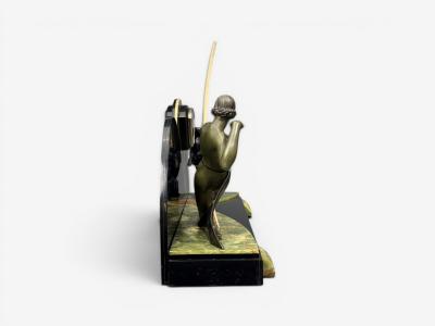 French Art Deco Mantel Clock Marble Onyx Gilt France 1930s