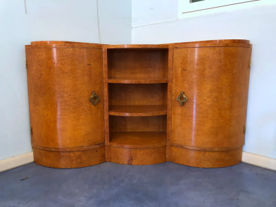 French Art Deco Maple Corner Cupboard 1945