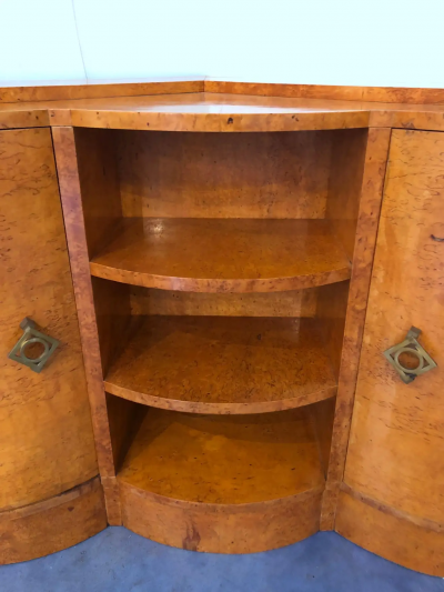 French Art Deco Maple Corner Cupboard 1945