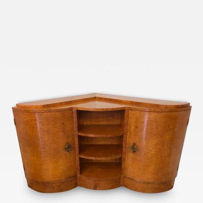 French Art Deco Maple Corner Cupboard 1945