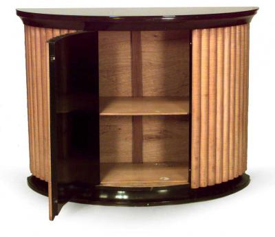 French Art Deco Maple Half Round Cabinet