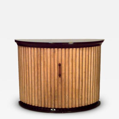 French Art Deco Maple Half Round Cabinet