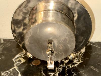 French Art Deco Modernist Clock with Mirrored Peach Glass Face circa 1930