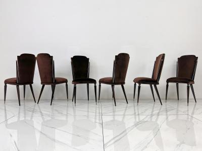 French Art Deco Modernist Dining Chairs A Set of 6 1950s