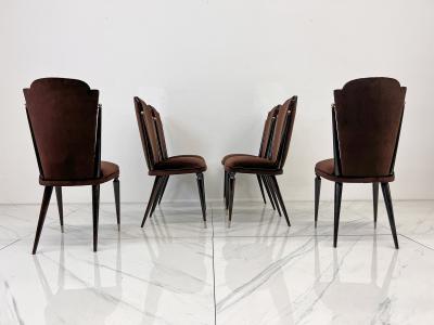 French Art Deco Modernist Dining Chairs A Set of 6 1950s