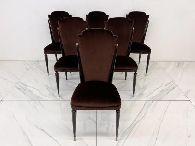 French Art Deco Modernist Dining Chairs A Set of 6 1950s
